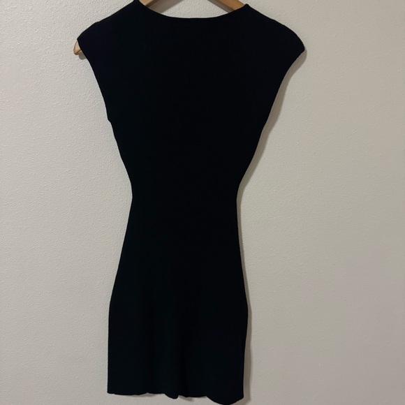Aritzia Wilfred Free Cut-out Knit Mini Dress Black Cresent Midriff Fitted -Small - Picture 2 of 9